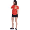 Vermilion Red Butterfly Print Back Circle Cutout Sports Tee View2