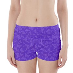 Violet Purple Butterfly Print Boyleg Bikini Wrap Bottoms by SpinnyChairDesigns