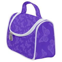 Violet Purple Butterfly Print Satchel Handbag by SpinnyChairDesigns