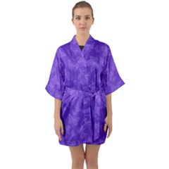 Violet Purple Butterfly Print Half Sleeve Satin Kimono  by SpinnyChairDesigns