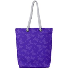 Violet Purple Butterfly Print Full Print Rope Handle Tote (small) by SpinnyChairDesigns