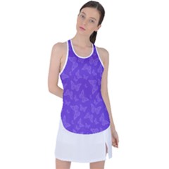 Violet Purple Butterfly Print Racer Back Mesh Tank Top by SpinnyChairDesigns