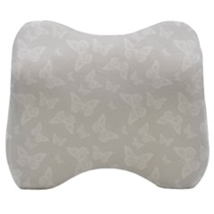 Wedding White Butterfly Print Velour Head Support Cushion by SpinnyChairDesigns