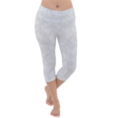 Wedding White Butterfly Print Lightweight Velour Capri Yoga Leggings