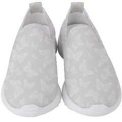 Wedding White Butterfly Print Kids  Slip On Sneakers by SpinnyChairDesigns