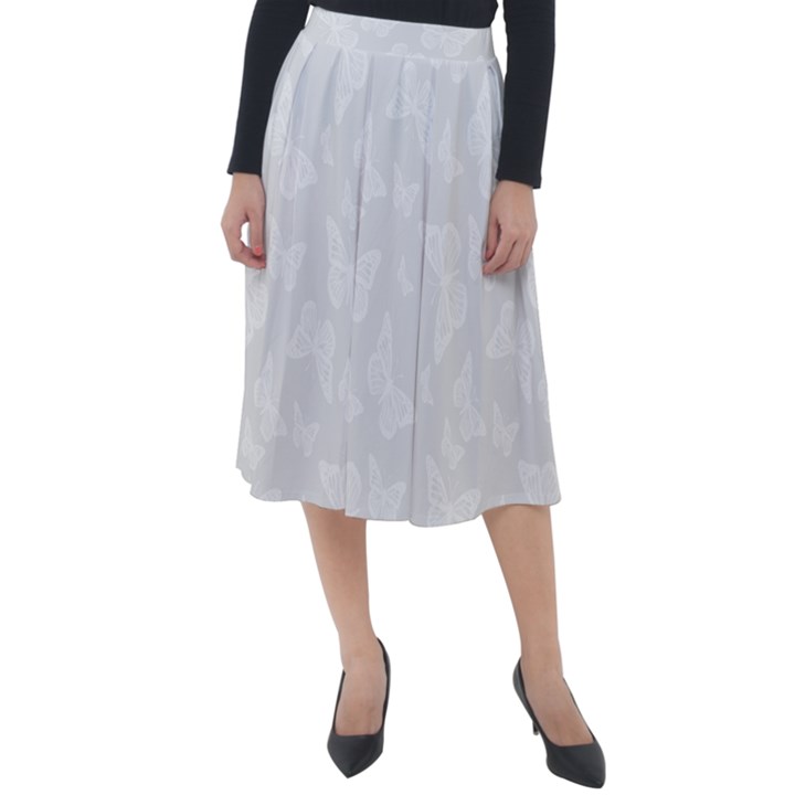 Wedding White Butterfly Print Classic Velour Midi Skirt 