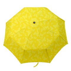 Lemon Yellow Butterfly Print Folding Umbrellas