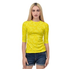 Lemon Yellow Butterfly Print Quarter Sleeve Raglan Tee