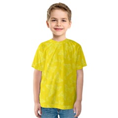 Lemon Yellow Butterfly Print Kids  Sport Mesh Tee