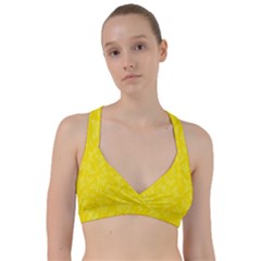 Lemon Yellow Butterfly Print Sweetheart Sports Bra by SpinnyChairDesigns