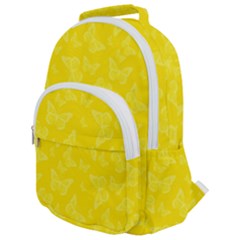 Lemon Yellow Butterfly Print Rounded Multi Pocket Backpack