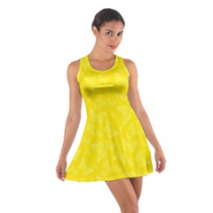 Lemon Yellow Butterfly Print Cotton Racerback Dress by SpinnyChairDesigns