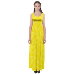 Lemon Yellow Butterfly Print Empire Waist Maxi Dress