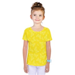 Lemon Yellow Butterfly Print Kids  One Piece Tee