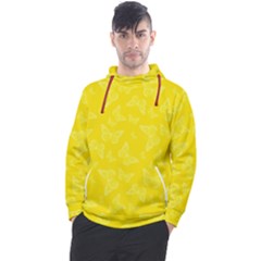 Lemon Yellow Butterfly Print Men s Pullover Hoodie