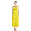 Lemon Yellow Butterfly Print Button Up Chiffon Maxi Dress View1