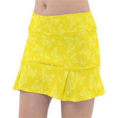 Lemon Yellow Butterfly Print Tennis Skorts by SpinnyChairDesigns