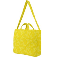 Lemon Yellow Butterfly Print Square Shoulder Tote Bag by SpinnyChairDesigns