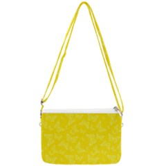 Lemon Yellow Butterfly Print Double Gusset Crossbody Bag