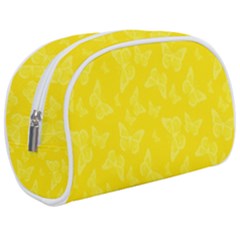 Lemon Yellow Butterfly Print Makeup Case (medium) by SpinnyChairDesigns