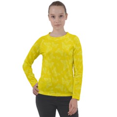 Lemon Yellow Butterfly Print Women s Long Sleeve Raglan Tee