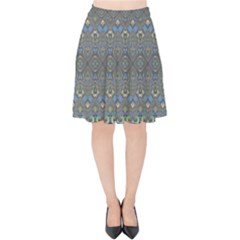 Boho Sweetheart Pattern Velvet High Waist Skirt by SpinnyChairDesigns