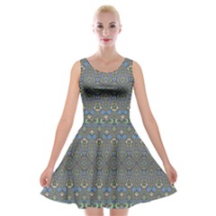 Boho Sweetheart Pattern Velvet Skater Dress by SpinnyChairDesigns