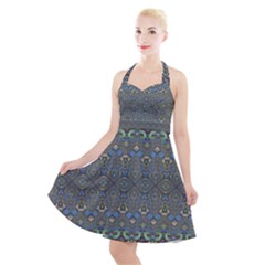 Boho Sweetheart Pattern Halter Party Swing Dress  by SpinnyChairDesigns