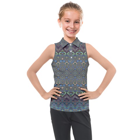 Boho Sweetheart Pattern Kids  Sleeveless Polo Tee by SpinnyChairDesigns