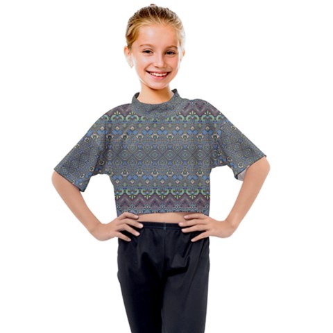 Boho Sweetheart Pattern Kids Mock Neck Tee by SpinnyChairDesigns