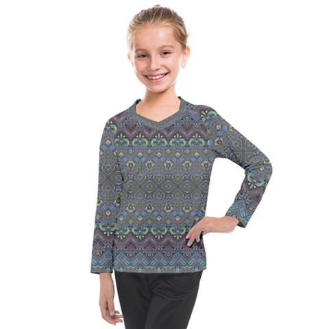 Boho Sweetheart Pattern Kids  Long Mesh Tee by SpinnyChairDesigns