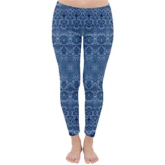 Boho Denim Blue Classic Winter Leggings by SpinnyChairDesigns