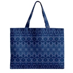 Boho Denim Blue Zipper Mini Tote Bag by SpinnyChairDesigns