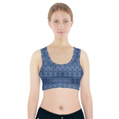 Boho Denim Blue Sports Bra With Pocket by SpinnyChairDesigns