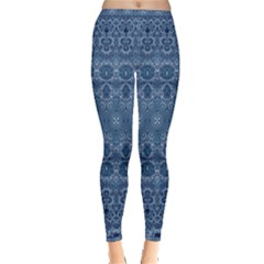 Boho Denim Blue Inside Out Leggings by SpinnyChairDesigns