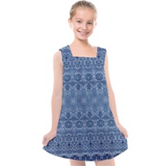 Boho Denim Blue Kids  Cross Back Dress by SpinnyChairDesigns