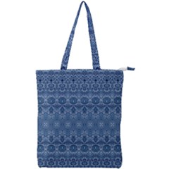 Boho Denim Blue Double Zip Up Tote Bag by SpinnyChairDesigns