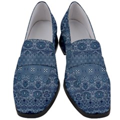 Boho Denim Blue Women s Chunky Heel Loafers by SpinnyChairDesigns