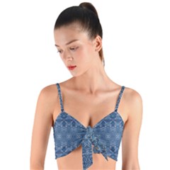 Boho Denim Blue Woven Tie Front Bralet by SpinnyChairDesigns