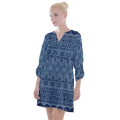 Boho Denim Blue Open Neck Shift Dress by SpinnyChairDesigns