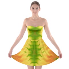 Lemon Lime Tie Dye Strapless Bra Top Dress by SpinnyChairDesigns