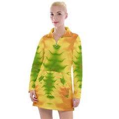 Lemon Lime Tie Dye Women s Long Sleeve Casual Dress by SpinnyChairDesigns