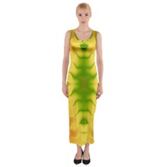 Lemon Lime Tie Dye Fitted Maxi Dress by SpinnyChairDesigns