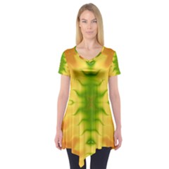 Lemon Lime Tie Dye Short Sleeve Tunic  by SpinnyChairDesigns