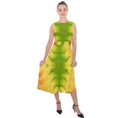 Lemon Lime Tie Dye Midi Tie-back Chiffon Dress by SpinnyChairDesigns