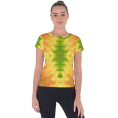 Lemon Lime Tie Dye Short Sleeve Sports Top  by SpinnyChairDesigns