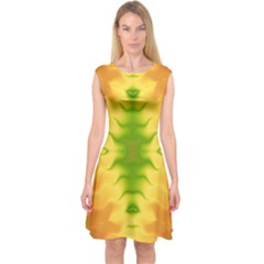 Lemon Lime Tie Dye Capsleeve Midi Dress by SpinnyChairDesigns