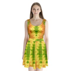 Lemon Lime Tie Dye Split Back Mini Dress  by SpinnyChairDesigns