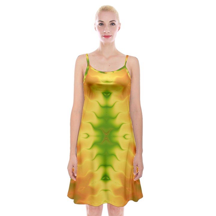 Lemon Lime Tie Dye Spaghetti Strap Velvet Dress