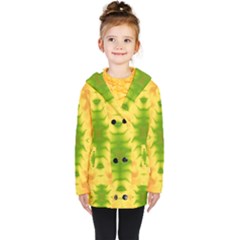 Lemon Lime Tie Dye Kids  Double Breasted Button Coat by SpinnyChairDesigns